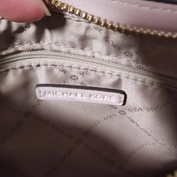 Michael Kors Shoulder Bag Crossbody White Gold Triple Compartments - Picture 8 of 11